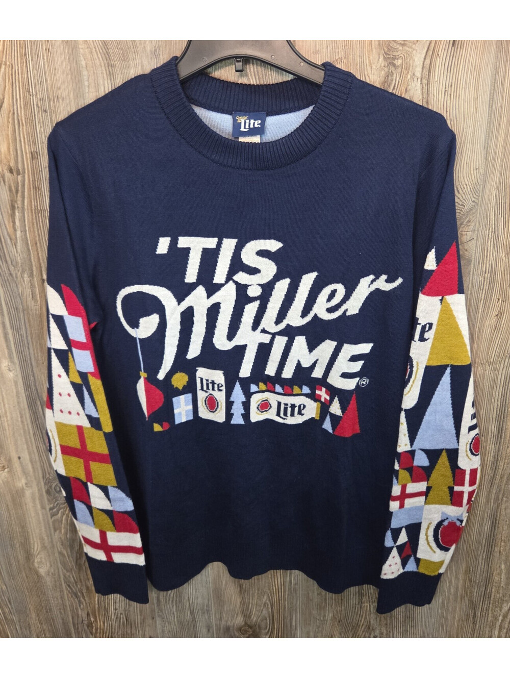 Miller Lite Beer Holiday Ugly Christmas Sweater L/S Pullover Size Large Acrylic
